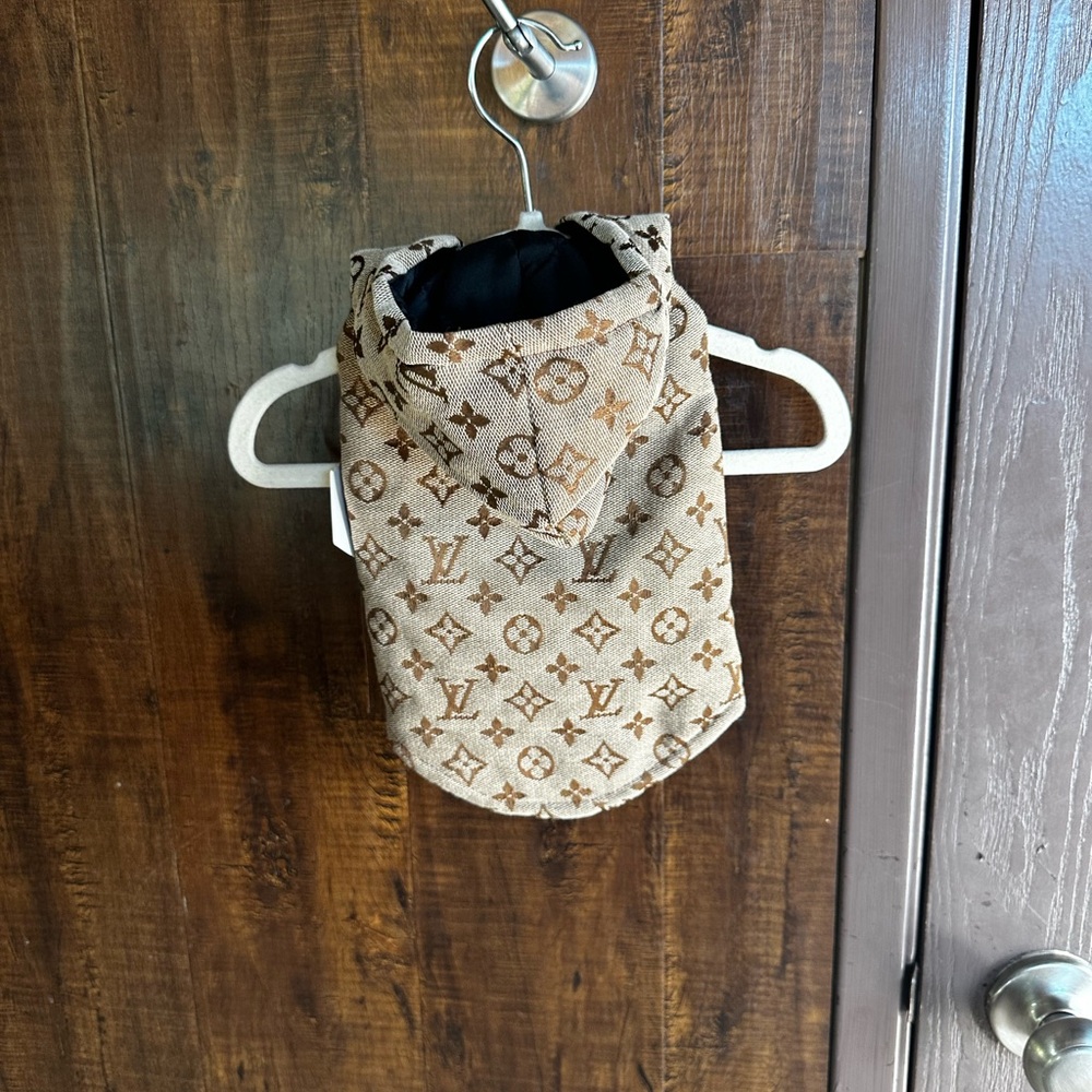 Stylish Tan Monogram Dog Hoodie